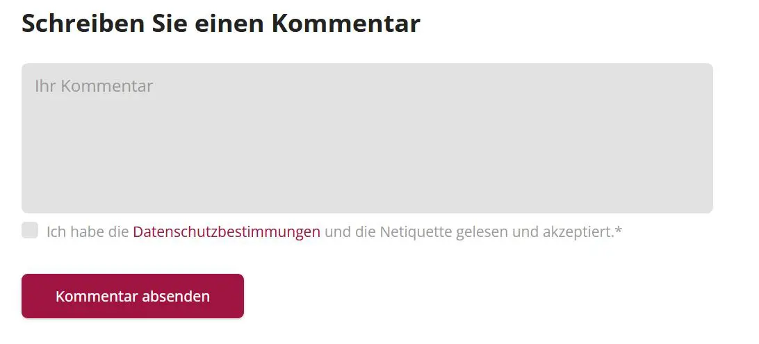 Kommentarfeld unter einem Beitrag