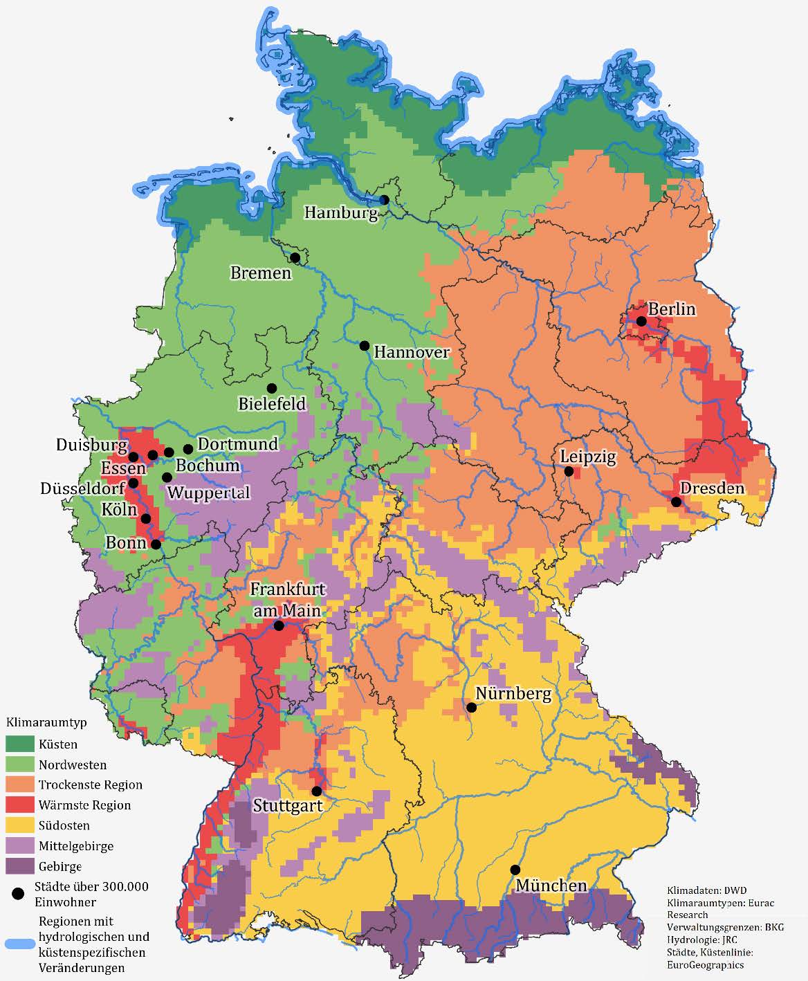 Karte Klimaraumtypen in Deutschland