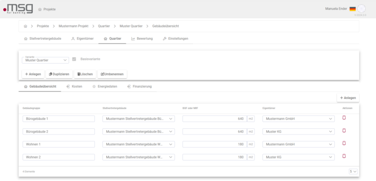 Beispiel eines einfachen Quartiers in eva.real, NEWS 01/2024