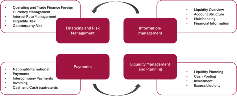 Figure 2: The Four Key Pillars of Cash Management (own illustration based on Stember and Führers)