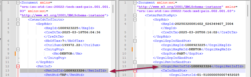 Zuordnung auf Sammler-Ebene, Artikel pain.002