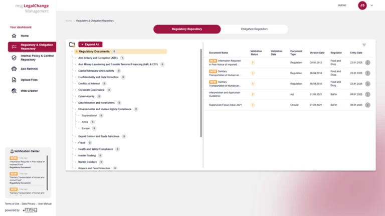 Excerpt from msg Legal Change Management